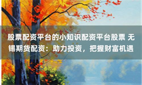 股票配资平台的小知识配资平台股票 无锡期货配资：助力投资，把握财富机遇